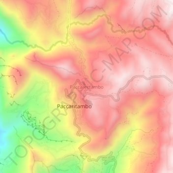 Carte topographique Paccarectambo, altitude, relief