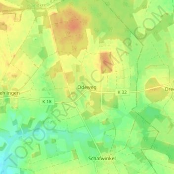 Carte topographique Odeweg, altitude, relief