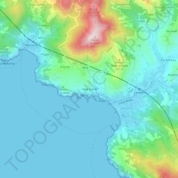 Carte topographique Valle Santa, altitude, relief