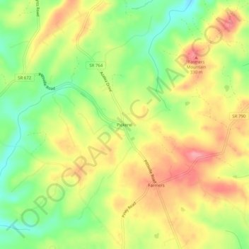 Carte topographique Pickerel, altitude, relief