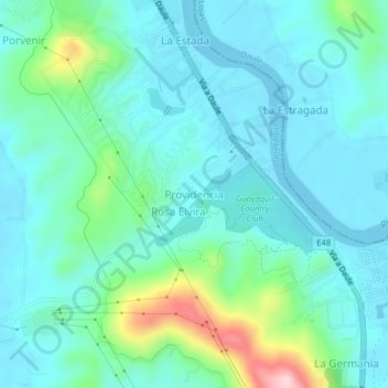 Carte topographique Providencia, altitude, relief