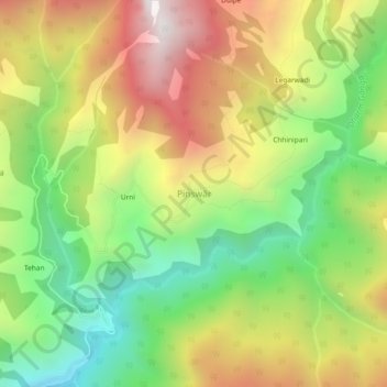 Carte topographique Pinswār, altitude, relief