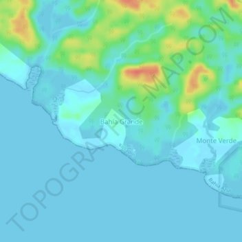 Carte topographique Bahía Grande, altitude, relief