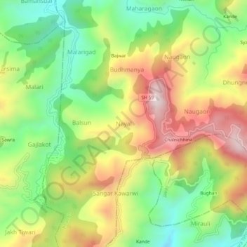 Carte topographique Nayal, altitude, relief