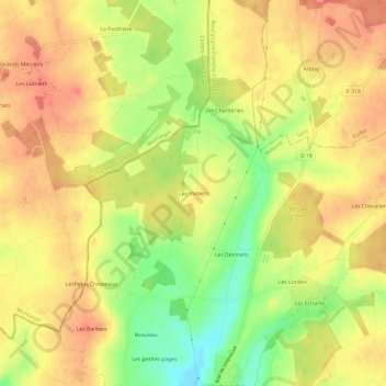 Carte topographique Les miniers, altitude, relief