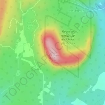 Carte topographique Mont Sugar Loaf, altitude, relief