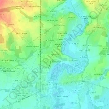 Carte topographique Picaudeau, altitude, relief