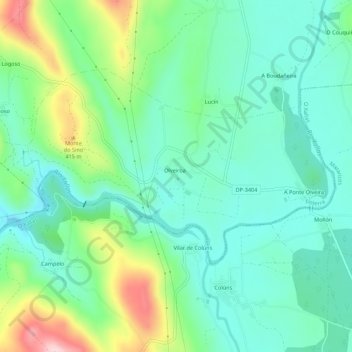 Carte topographique Olveiroa, altitude, relief