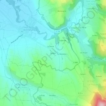Carte topographique Pardon, altitude, relief
