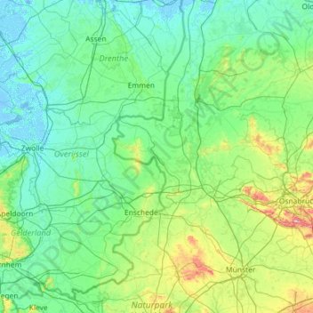 Carte topographique Grafschaft Bentheim, altitude, relief