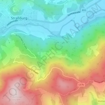 Carte topographique Schattseite, altitude, relief
