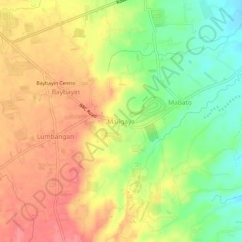 Carte topographique Maligaya, altitude, relief