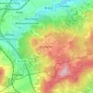 Carte topographique Haingrün, altitude, relief