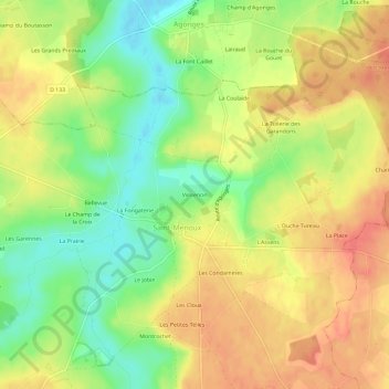 Carte topographique Vinsenon, altitude, relief