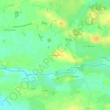 Carte topographique Armentières, altitude, relief