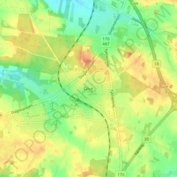 Carte topographique Give, altitude, relief