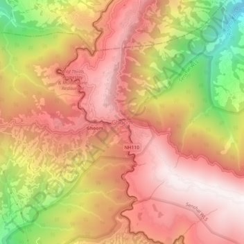 Carte topographique Ghoom, altitude, relief