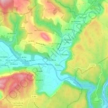 Carte topographique Les Massots, altitude, relief