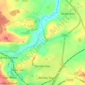 Carte topographique Oldford, altitude, relief