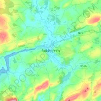 Carte topographique Skibbereen, altitude, relief