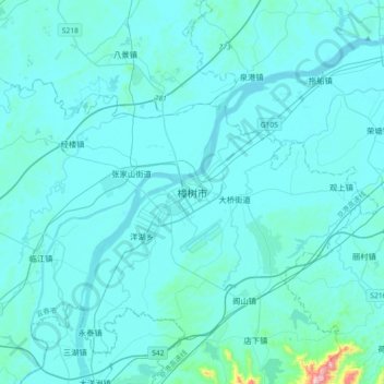 Carte topographique 樟树市, altitude, relief