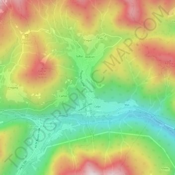 Carte topographique Sachet, altitude, relief