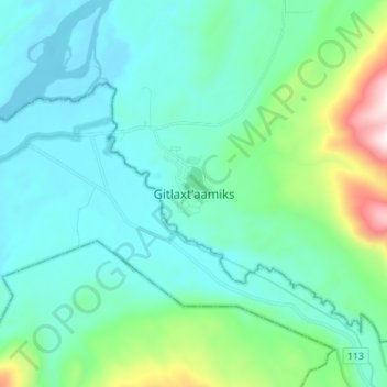Carte topographique Gitlaxt'aamiks, altitude, relief