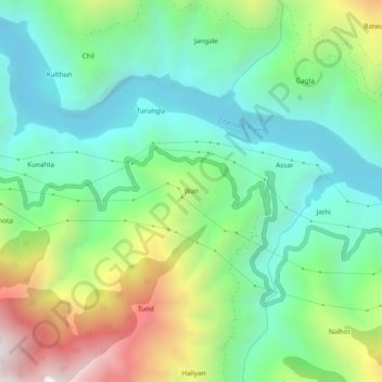 Carte topographique Wan, altitude, relief