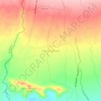 Carte topographique Cerro Cabuya, altitude, relief