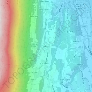 Carte topographique La Serraz, altitude, relief