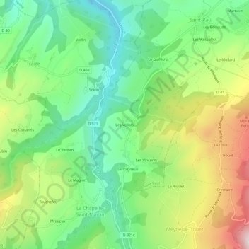 Carte topographique Les Vellats, altitude, relief