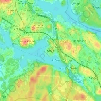 Carte topographique Fållan, altitude, relief