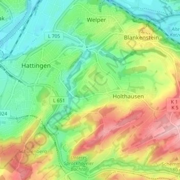 Carte topographique Obereichholz, altitude, relief