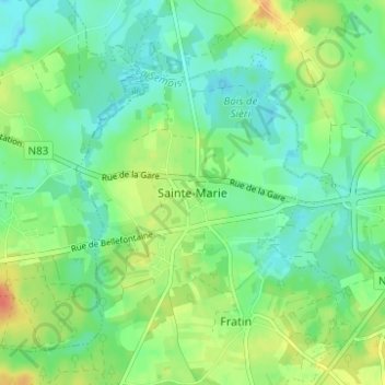 Carte topographique Sainte-Marie, altitude, relief