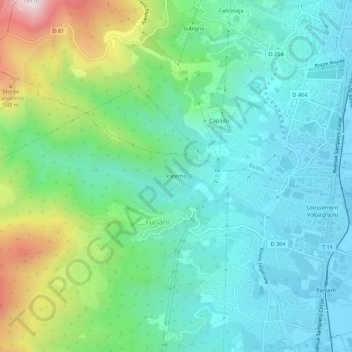 Carte topographique Paterno, altitude, relief