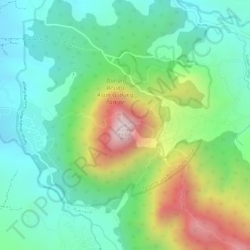Carte topographique Gunung Pancar, altitude, relief