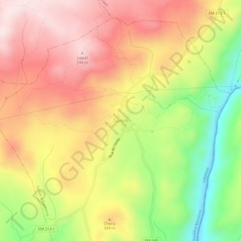 Carte topographique Sonim, altitude, relief