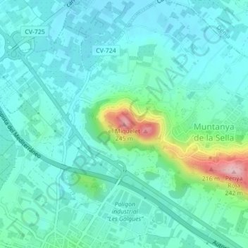 Carte topographique el Miquelet, altitude, relief