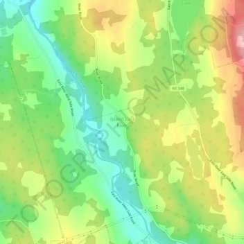 Carte topographique Island East River, altitude, relief
