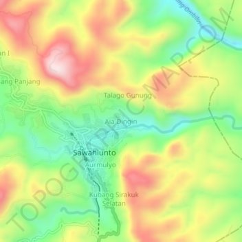 Carte topographique Aia Dingin, altitude, relief