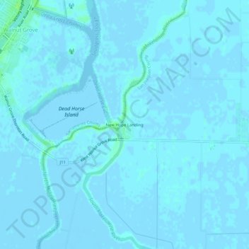 Carte topographique New Hope Landing, altitude, relief