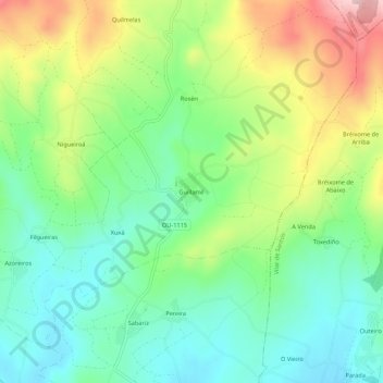 Carte topographique Guillamil, altitude, relief