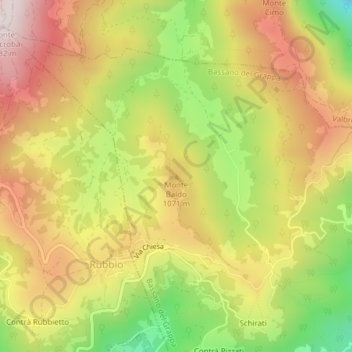 Carte topographique Monte Baldo, altitude, relief