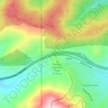 Carte topographique Parleys Summit, altitude, relief