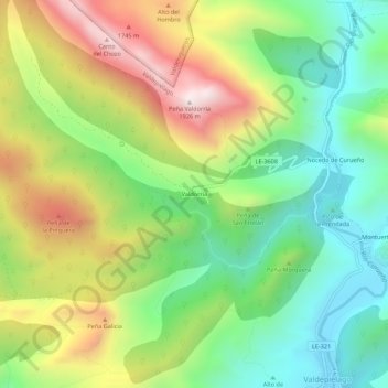 Carte topographique Valdorria, altitude, relief