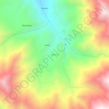 Carte topographique Archoo, altitude, relief
