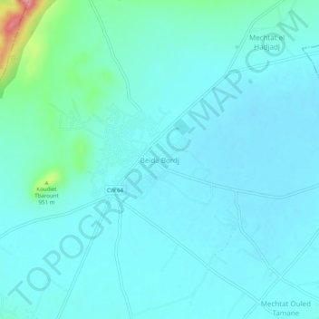 Carte topographique Beïda Bordj, altitude, relief