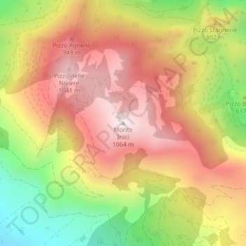 Carte topographique Monte Inici, altitude, relief