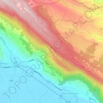 Carte topographique Broglina, altitude, relief