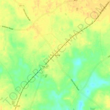Carte topographique Pine Valley, altitude, relief